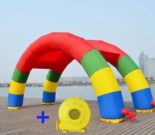 Twin Arches Inflatable Double Stander Advertising Arch 26.25ft With 350W Blower