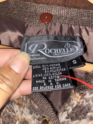 rochelle Of California Mohair Blend Plaid 80s Jacket Women Small