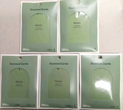 5 Pack (Total Of 15 Card) Of Grove Hanging Car Diffusers - Room Essentials 