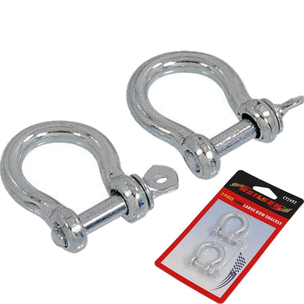 Neilsen 2pc Large Galvanised Steel Lifting Towing Bow Dee D Link Shackles 5mm
