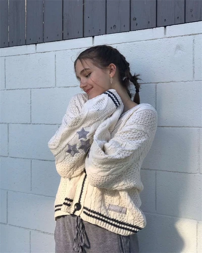 Taylor Swift Star Strickjacke Folklore gestrickt gemütlich faul Strickjacke Pullover Herbst - Bild 8 von 21