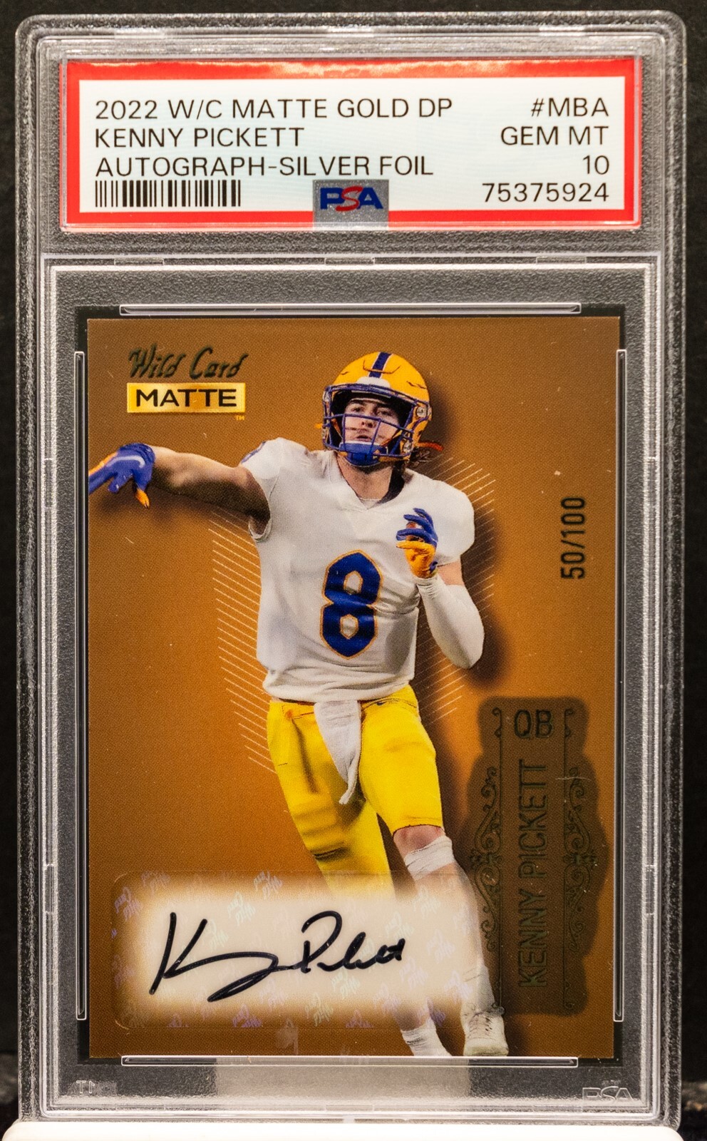 Kenny Pickett Wild Card Matte Silver Draft Picks Autographs #MBA Gold Foil