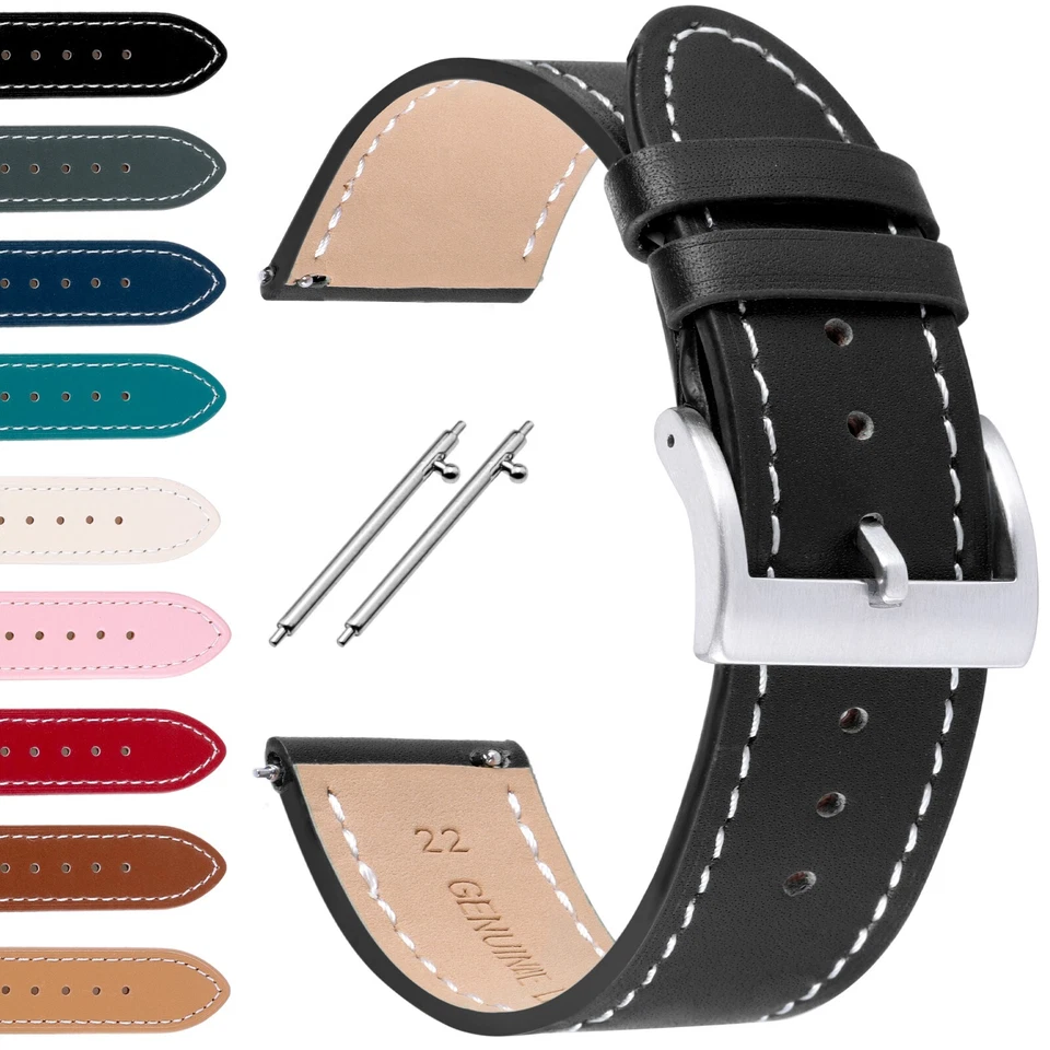 18 | 20 | 22 | 24 mm ECHTLEDER Uhrenarmband Ersatz Lederband Basic Quick Release - Bild 1 von 4