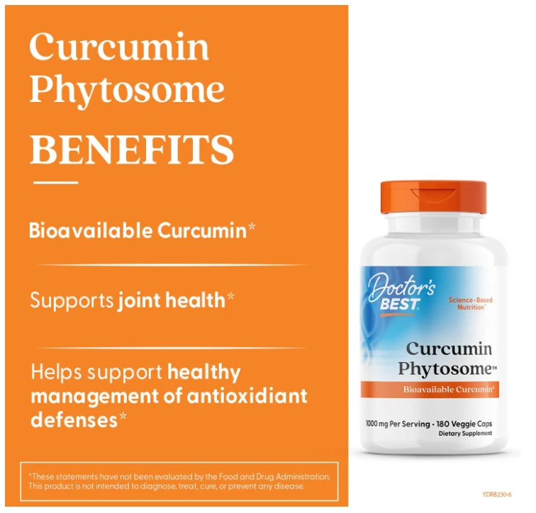 Doctors Best Fitosoma de Curcumina Vegano No OGM Sin Gluten y Soja 180 Biodisponible Foto 4 de 4