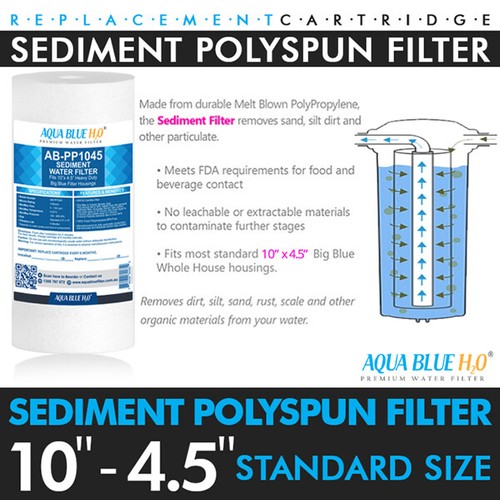2X AQUA BLUE H2O 10"X4.5" POLYSPUN SEDIMENT CARTRIDGE 5 MIC WATER FILTER - Picture 3 of 4