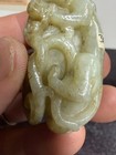Rare Antique/ Vtg. Chinese HK Export Chicken Bone Jade Dragon Pendant — photo 7