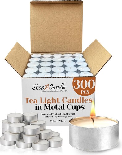 300-Pack White Tealight Candles - Long Burn & Smokeless - Picture 3 of 11
