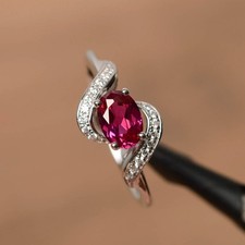 Pink Ruby Infinty Ring 925 Sterling Silver Lab Created Gemstone Ring For Women