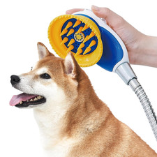 Shower Sprayer Attachment for Dogs Cats with Massage Bath Brush Deshedding,
