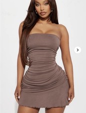 Fashion Nova Brown Kaya Strapless Mini Brown Dress Size Small
