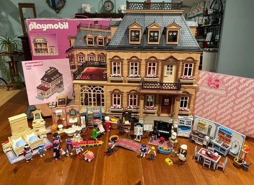 Vtg Playmobil 5300 Victorian Mansion Dollhouse COMPLETE Including Extra 7 Sets