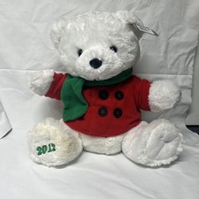 Dan Dee / Christmas Winter White Teddy Bear w/Green Scarf '2012 20" Plush W/tags