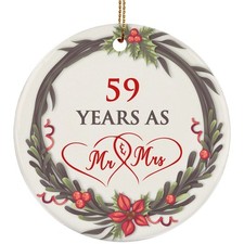 59 Years As Mr And Mrs 2025 Ornament 59th Anniversary Wreath Christmas Gifts