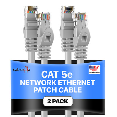 2-Pack - Gray CAT5e Ethernet Patch Cord RJ45 UTP LAN Cable 1.5FT - 200FT LOT