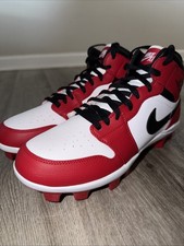 Nike Air Jordan 1 Retro MCS Baseball Cleats Black Red AV5354-611 Men's Size 14