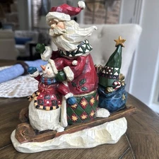 St. Nicholas Square Winterland Collection Santa & Snowman On Sled Figurine
