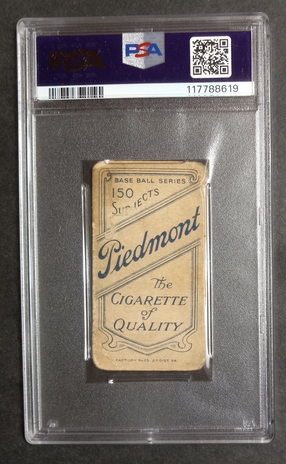 1909-11 T206 - Rube Waddell - HOF - Piedmont 150 - PSA 1 PR view 2
