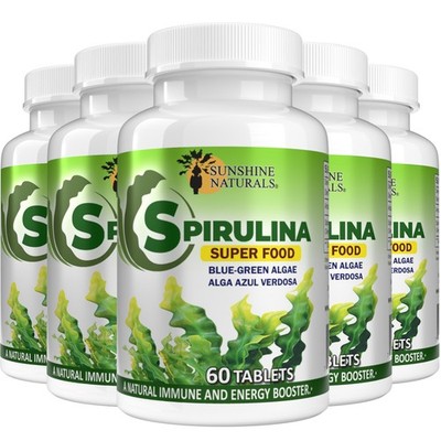 Sunshine Naturals Spirulina. 60 Tabs, Pack of 5