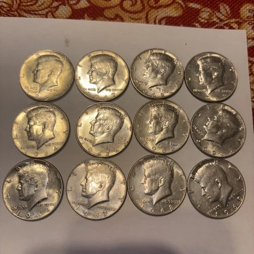 1964 90% Silver Kennedy Half Dollar & 40% silver of 1967 1968 1969 —Set/4 BU/XF