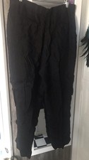 Johnny Was Black Satin Cupra Rayon Bohemian Styled Cargo 6 Pkt Pant Reg Leg VGUC