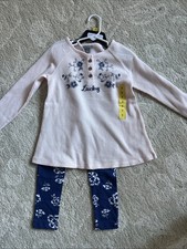Lucky Brand Girls 2 Piece Top and Leggings Set Size 5 - Pink and Blue Floral