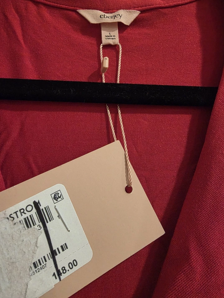 NWT EBERJEY Gisele The Long PJ Top in Holly Red Tencel Pajama Super Soft Large - Image 4 of 4