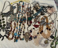 Huge Statement Jewelry Lot - Necklaces, Bangles, Pierced Earrings Approx 5 lbs