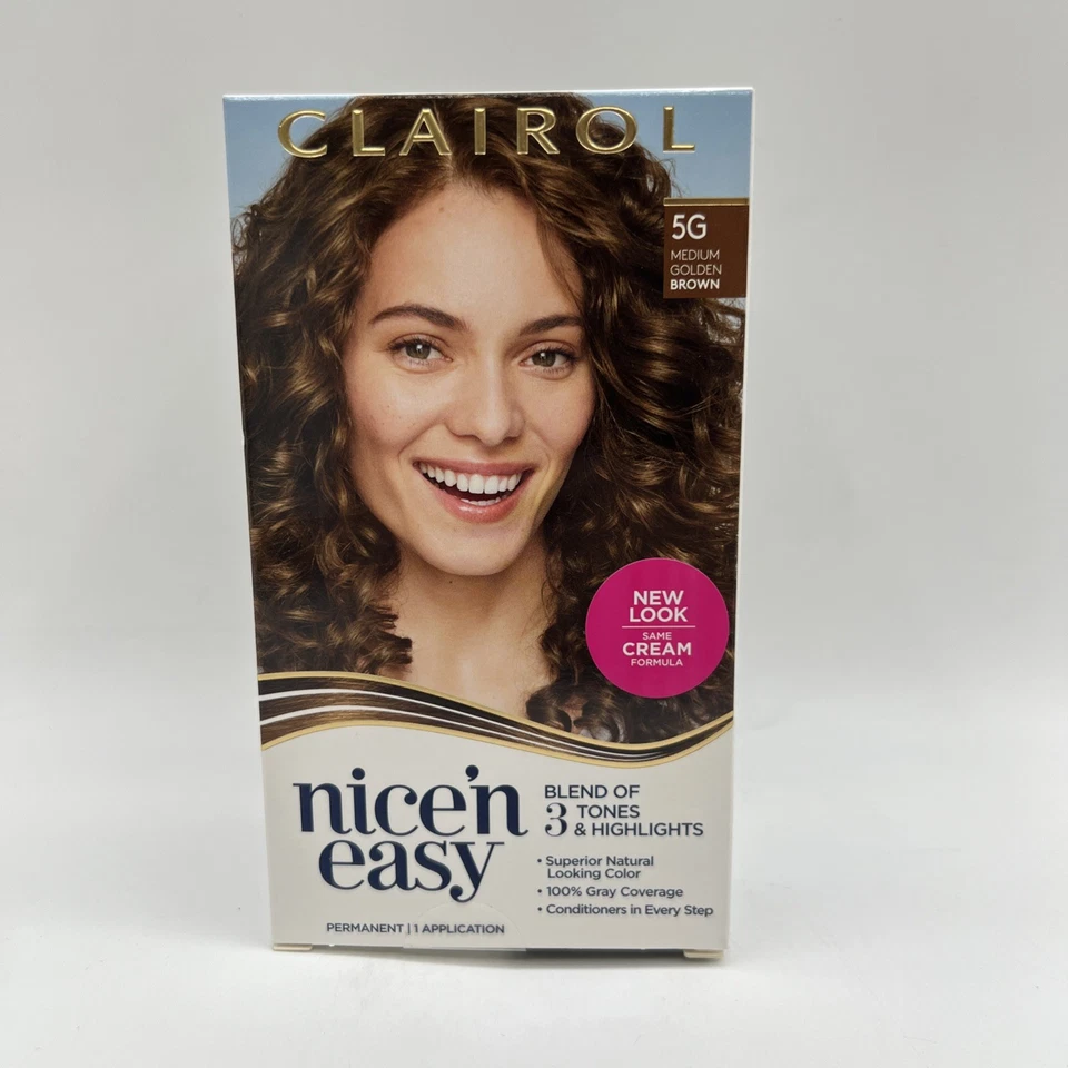 Clairol Nice'n Easy Color de Cabello Permanente, 5G Medio Dorado Marrón Paquete de 4 Foto 2 de 4