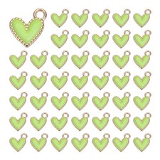 100 Pcs Enamel Alloy Heart Charm for Necklace Bracelet Earrings, Light Yellow