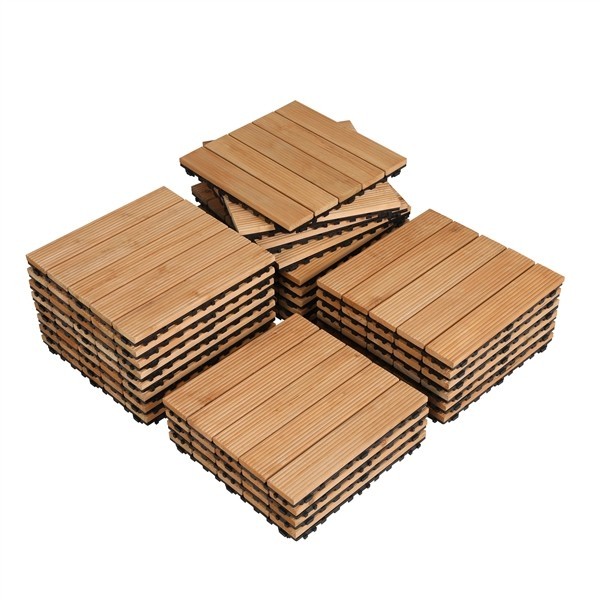 Pack of 27 Fir Wood Flooring Tiles Interlocking Wood Tiles For Indoor & Outdoor