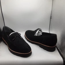 Vionic Finley Loafers Women's 11M Black Suede Slip-on Bow A152