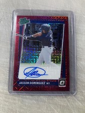 2021 Panini Donruss Optic Jasson Dominguez RC Auto Red Mojo Prizm 01/50