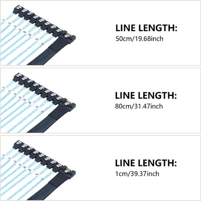 PCIe SFF 8611 8i to 4pcs 7P Data Cable Pcie Straight Head Extension