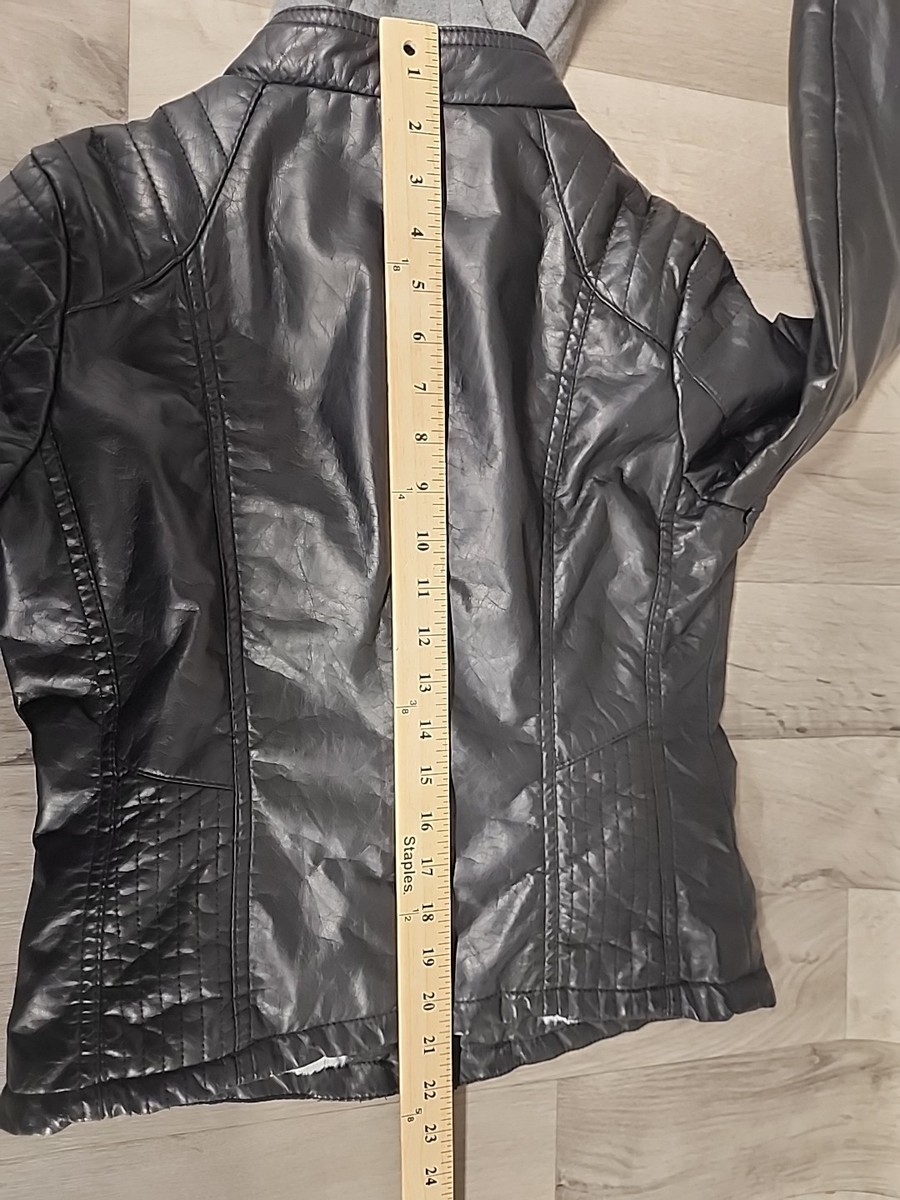 J2 Women's XS Black Faux Leather Jacket Pockets Lined