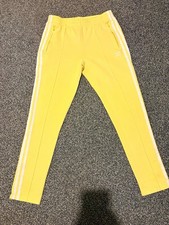 adidas Originals Ladies Yellow Track Pants Size 10 Leg Zip Ankles