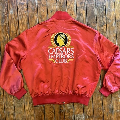 Vintage Caesars Atlantic City Emperors Club Satin Bomber Jacket Men s XL USA