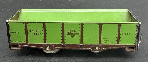 Vagón de tren de 4 ruedas vintage Hafner 91876 hojalata verde calibre O/O-27 EE. UU. | Zustand: Used