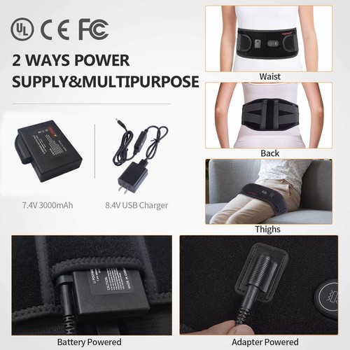 Heated Waist Belt, Cordless Heating Pad for Low Back, Electrical Heating and ... - Picture 4 of 7