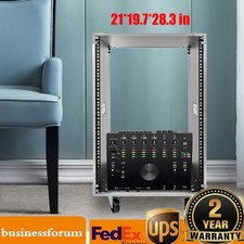 16U Cabinet Rolling Network Rack Audio Studio Video Telecom Equipment Rack Black