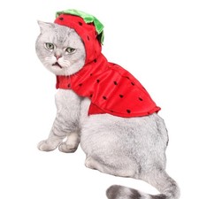 JAAQUCD Halloween Small Dog Outfit Cat Strawberry Small, Red strawberry