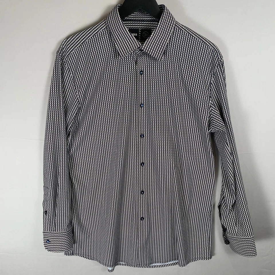 Camisas de vestir BOSS para hombre manga larga con botones rendimiento elásticas geométricas XL 17 Foto 2 de 4