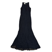 Vintage Cache Black Beaded Silk Evening Gown Mermaid Formal Dress M