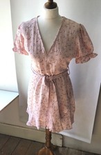 Nasty Gal Pink Floral Summer Dress Size M VGC
