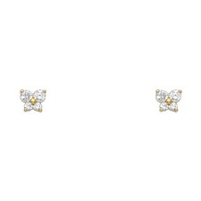 NEW 14K YELLOW GOLD BUTTERFLY SCREW BACK STUD EARRINGS APR 