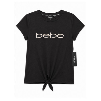 bebe sport Women s Black Crew Neck Short Sleeve Logo T-Shirt Size S Regular