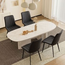 Dining Chair Set of 2/4x Faux Leather Armless Chairs with Metal Legs Home Office