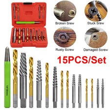 15x Screws Bolt Extractor Set W Reverse Drill Bit Ez Out Stripped Screw Nut Set