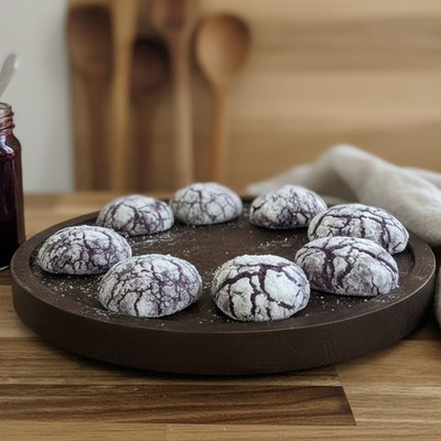 Ube Mochi Crinkle Cookies | Soft Chewy Filipino Purple Yam Dessert (12 Pack)