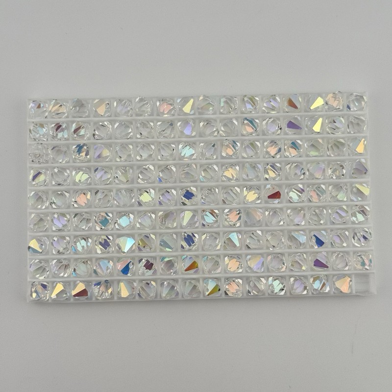 143 Piece Swarovski 6301 Crystal AB Clear 8mm Top Drilled Bicone Beads