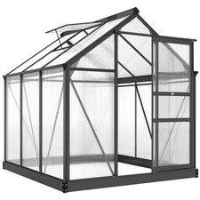 6x6ft Walk-In Polycarbonate Greenhouse Plant Grow Galvanized Aluminium